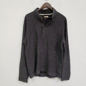 Marine Layer Mens Henley Pullover Sweater Size L Gray Speckled Button Cotton